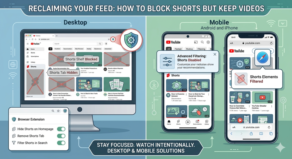 how to block youtube shorts but keep videos
